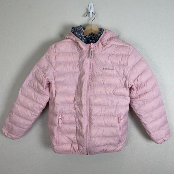 Eddie Bauer Girls Large 14/16 Reversible Puffer Down Jacket Zip Up Hooded - Picture 10 of 16